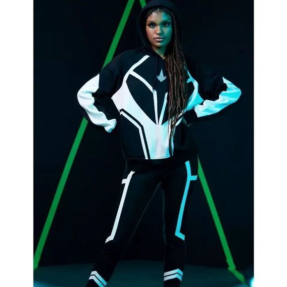 Her Universe Marvel The Marvels Photon Hoodie Black & White Size Medium New - Picture 1 of 7